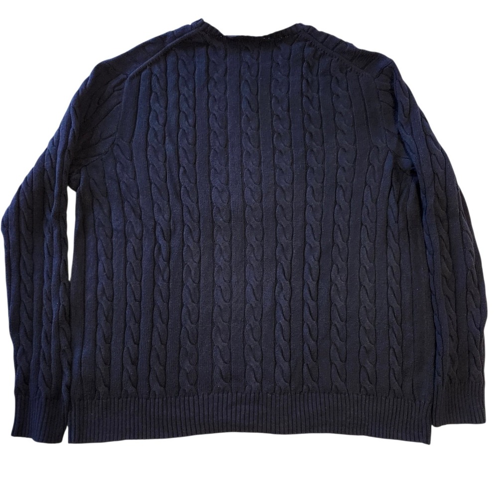 Polo Ralph Lauren Navy Blue Cable Knit Sweater Men's 2XLT Embroidered Pony logo - Picture 3 of 6